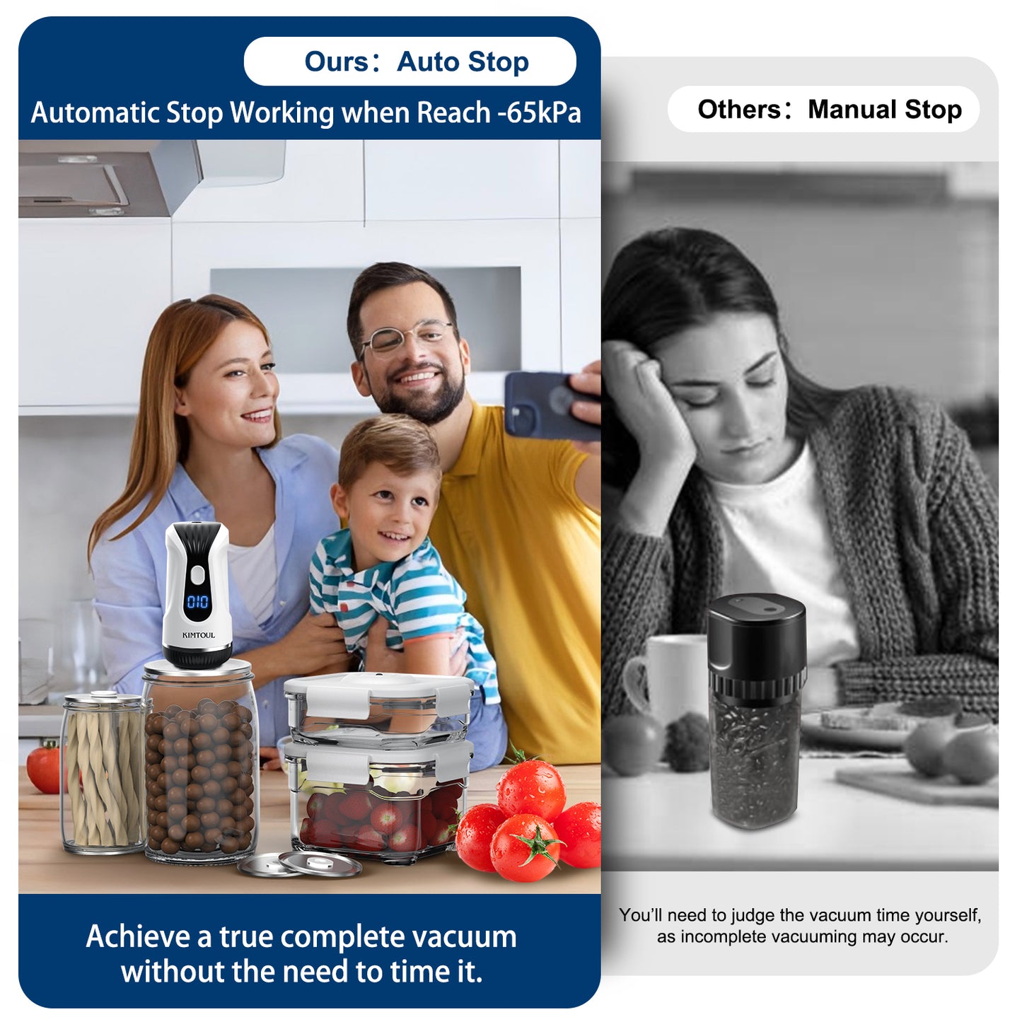 Electric Mason Jar Vacuum Sealer - Handheld Vacuum Sealer for Mason Jars, Upgraded 2 in 1 Portable Vacuum Sealer for Food